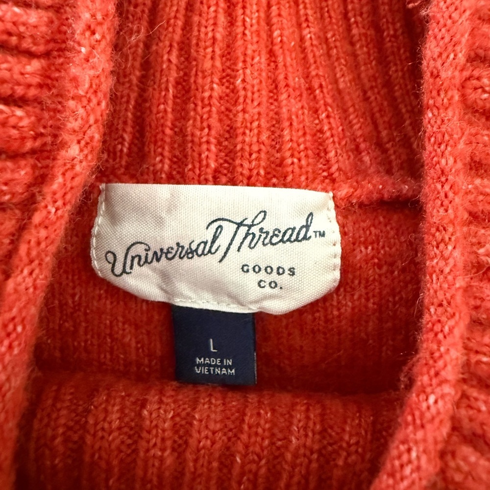 Universal Thread Mock Neck Sweater Rust Orange Size Large Oversized Ribbed Knit - Picture 7 of 8